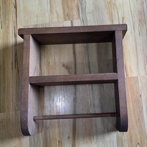 Vintage Rustic Brown Wooden Wall Shelf